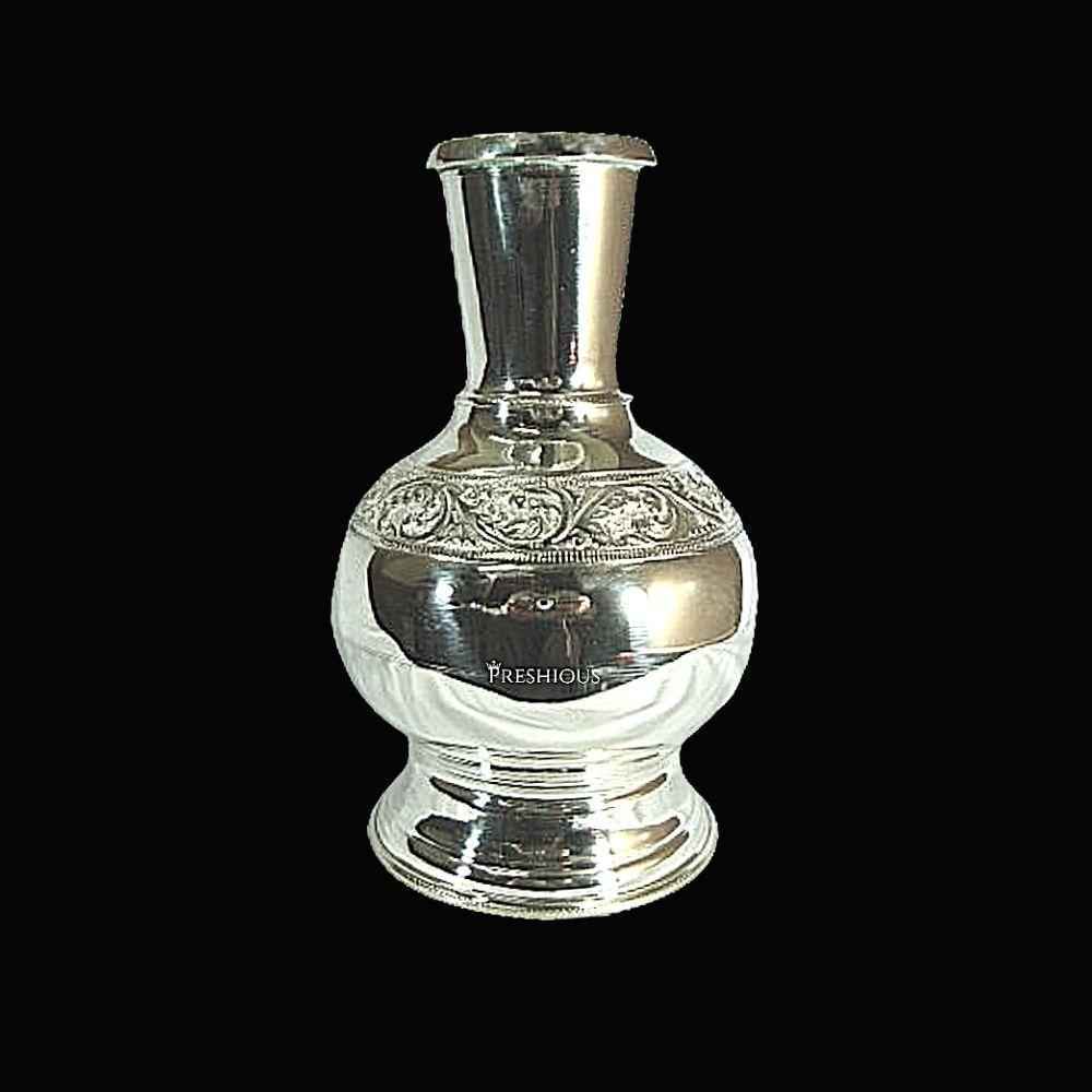 Pure Silver Koppar Kalsim Kalash Lota Indian Design with Mirror Finish, 80 grams, BIS Hallmarked