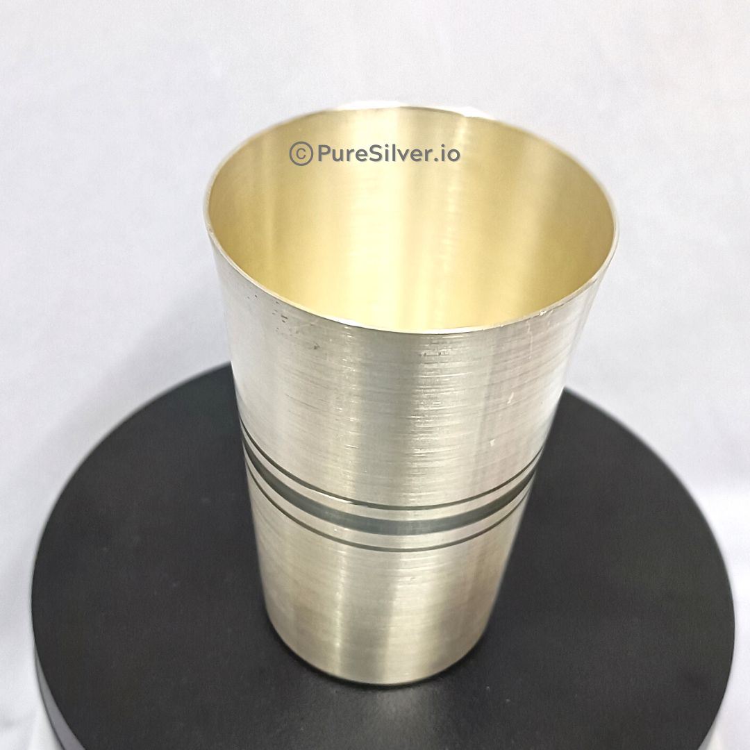 63 grams Pure Silver Glass (Marwadi Pattern) - Emery Polished - | Custom Orders & Bulk from Silver Factory