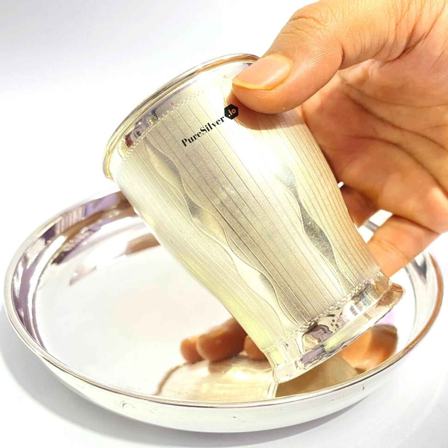 Silver Glass Set Long Matt Design Custom Silver Article Design24, 210 grams, BIS Hallmarked