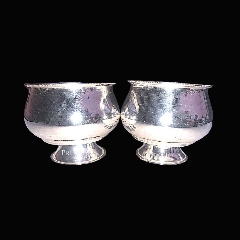 63 grams Pure Silver Ghee Cup - With Stand (Set Of 2) - Mirror Finished - | Custom Orders & Bulk from Silver Factory