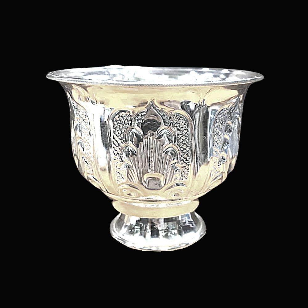 63 grams BIS Hallmarked Silver Miller Cups for Pooja (Set Of 2) - Embossed Indian Design and Mirror Finished - | Custom Orders & Bulk from Silver Factory
