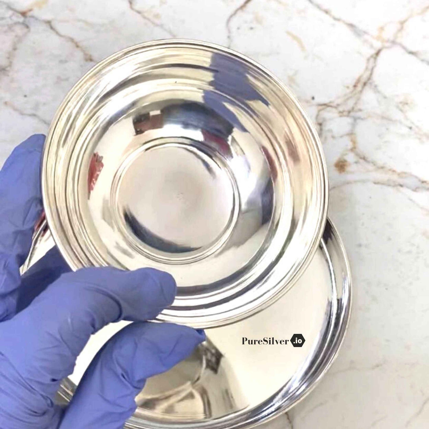 Silver Bowl for Baby Silver Katori& Plate For Baby Mirror Finished Custom Silver Article Design17, 200 grams, BIS Hallmarked