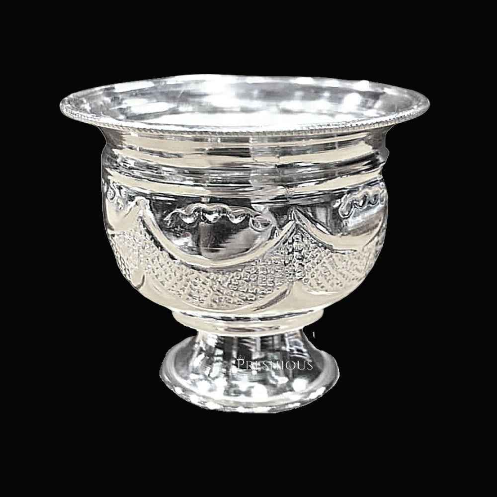 Silver Miller Cups for Pooja (Set Of 2) Embossed Indian Design and Mirror Finished, 210 grams, BIS Hallmarked