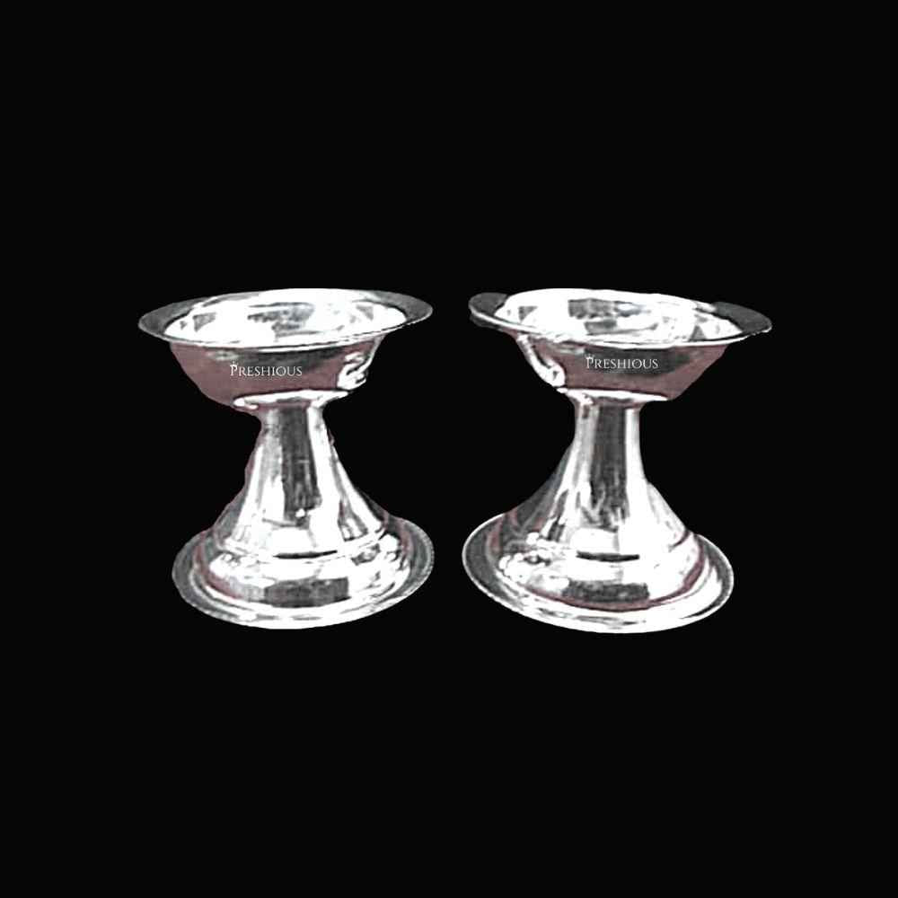 Pure Silver Diya for Return Gift Neelanjan Sada (Set Of 2) Mirror Finished, 60 grams, BIS Hallmarked