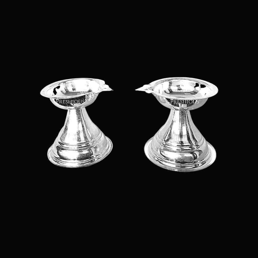 Pure Silver Diya for Return Gift Neelanjan Ek Mukhi (Set Of 2) Mirror Finished, 60 grams, BIS Hallmarked