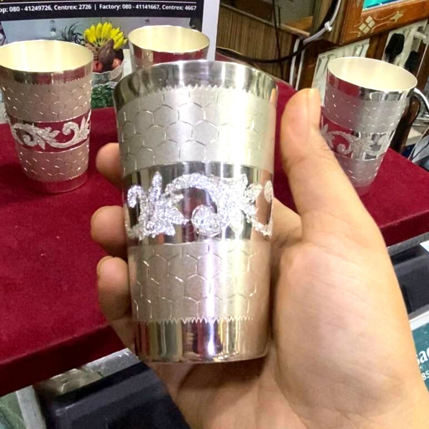 925 Sterling Silver Designer Diamond Glass - Set of 4 - | Custom Orders & Bulk from Silver Factory