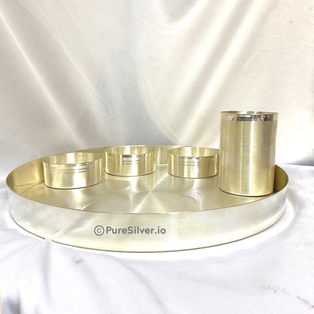 1009 grams Pure Silver 5 Pcs Sush Silver Dinner Set - Classic Matt Finished - | Custom Orders & Bulk from Silver Factory