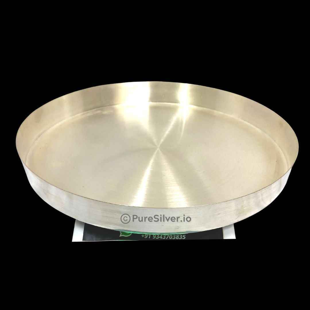 Silver Mumbai Plate for Baby Silver Thali for Pooja classic Matt Finished, 1110 grams, BIS Hallmarked