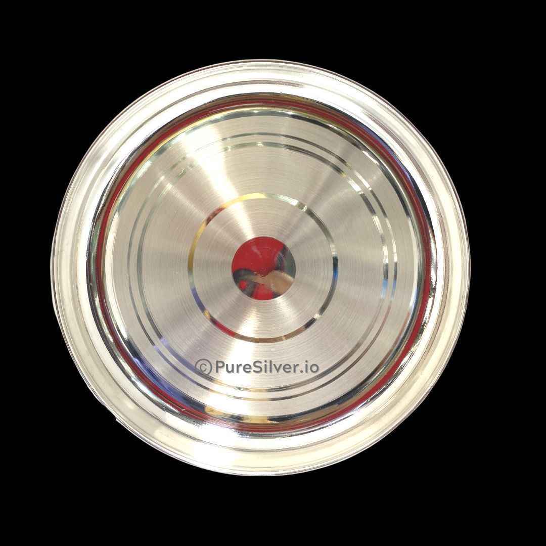 Pure Silver Plate for Pooja Light weight Bangalore Pattern Silver Thali for Eating Emery Polished, 70 grams, BIS Hallmarked
