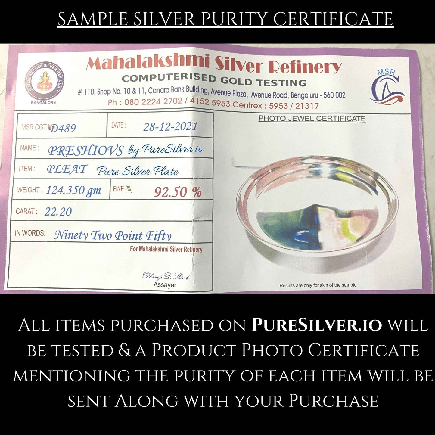 Pure Silver Custom Baby Dinner Set Emery Polished, 350 grams, BIS Hallmarked