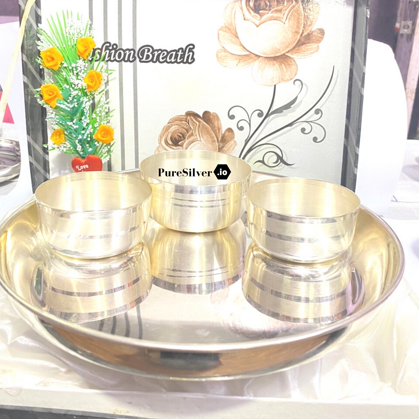 438 grams Silver Bowls For Baby With Plate | Custom Silver Article Design97 - | Custom Orders & Bulk from Silver Factory