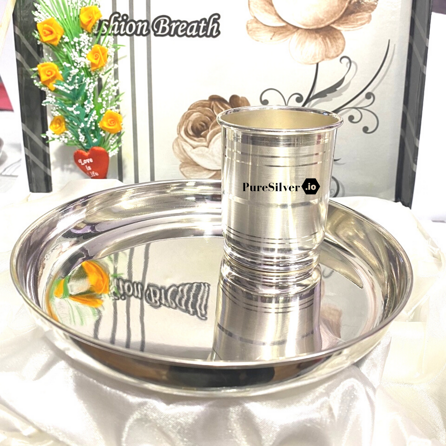 Silver Glass Set Custom Silver Article Design95, 220 grams, BIS Hallmarked