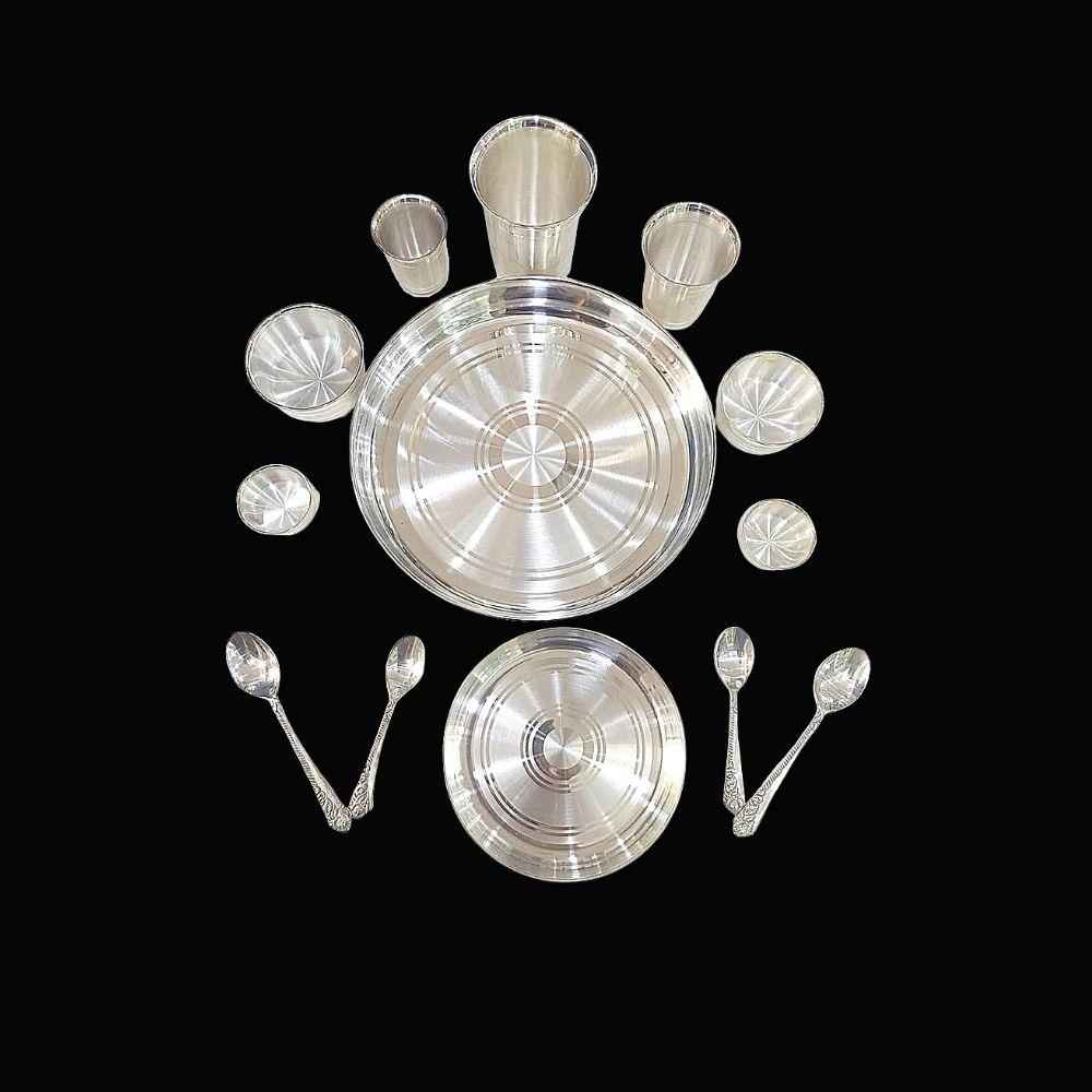Pure Silver Mother Baby Dinner Set Emery Polished, 1510 grams, BIS Hallmarked
