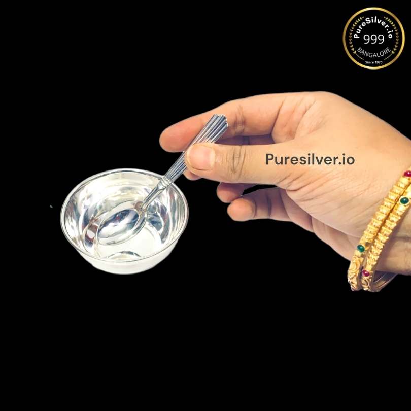 Pure Silver Bowl and Spoon - | Custom Orders & Bulk from Silver Factory