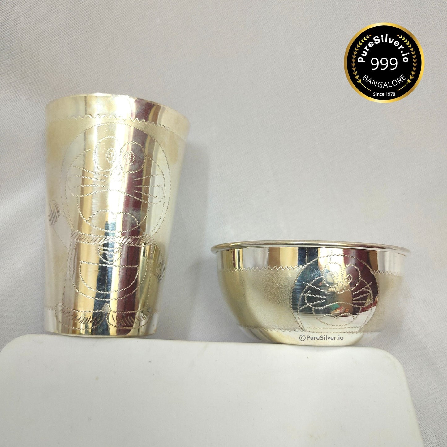 145 grams Custom Doremon Silver Dinner Set For Baby | Custom Silver Article Design92 - | Custom Orders & Bulk from Silver Factory