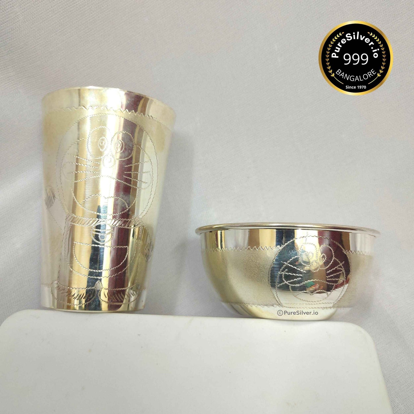 Custom Doremon Silver Dinner Set For Baby Custom Silver Article Design92, 150 grams, BIS Hallmarked
