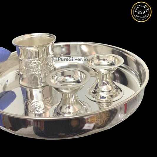 Silver Pooja thali set - PureSilver.io