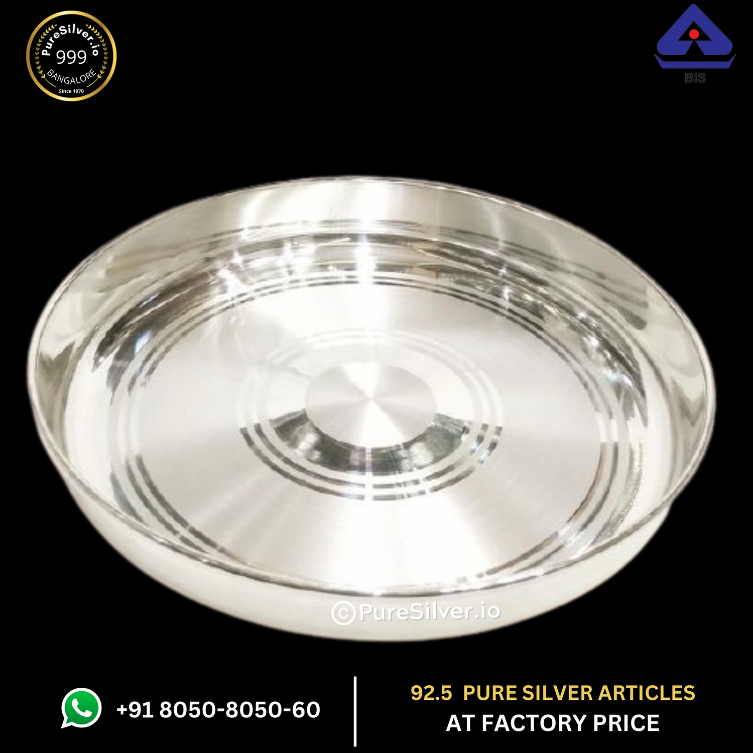1100 grams Silver Thali (925)
