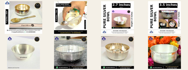 Eight distinct first-rice silver gift photographs in collection order