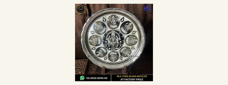 Original full photograph of the Big Ashtalakshmi silver plate, matching the curated collection product.