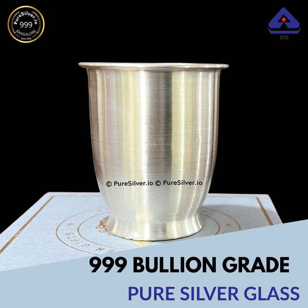 Luxury 300 ml Pure Silver Glass | Platinum Satin Matt Finish | BIS 990