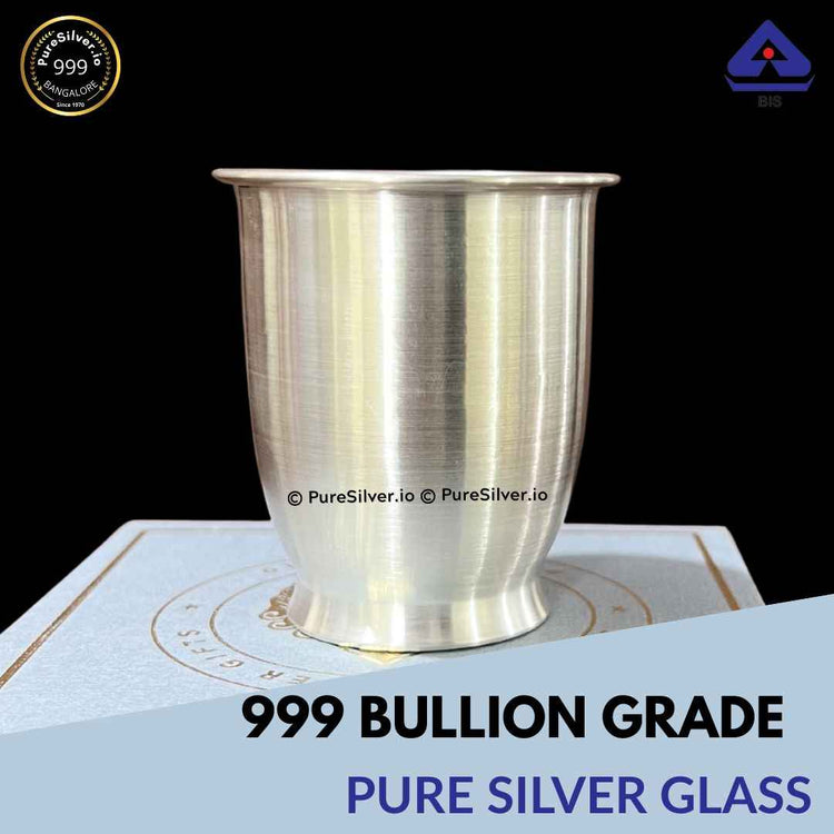 Luxury 300 ml Pure Silver Glass | Platinum Satin Matt Finish | BIS 990