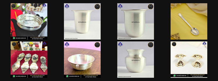 Eight PureSilver gift designs shown in collection order.