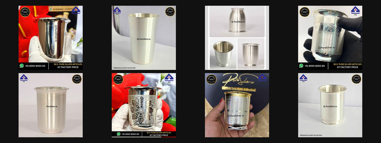 Eight PureSilver glass designs shown in collection order.