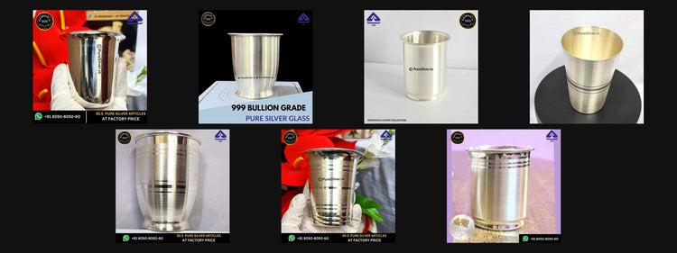 Seven PureSilver glass designs shown in collection order.