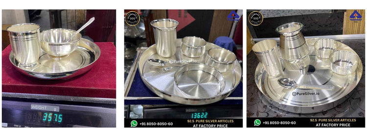 Three original silver dining-set photographs matching Bridal Trousseau collection order; confirm dimensions before ordering