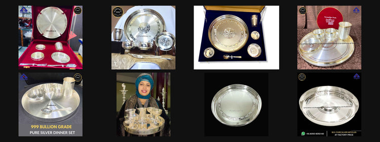 Eight PureSilver dining and ritual designs shown in collection order.