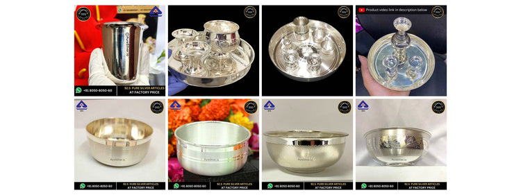 Eight original Ugadi and Gudi Padwa serving and ritual product photographs in visible collection order, four columns and two rows