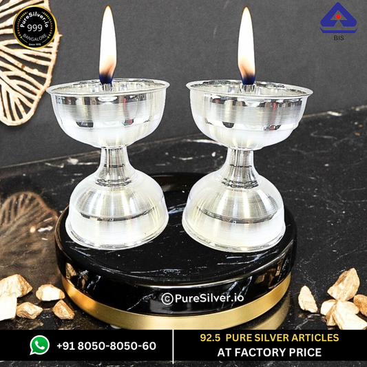 Resell: Pure Silver Time Lamp (PAIR) - Silver Lamp (40 - 160 grams, 2 - 4 inches)