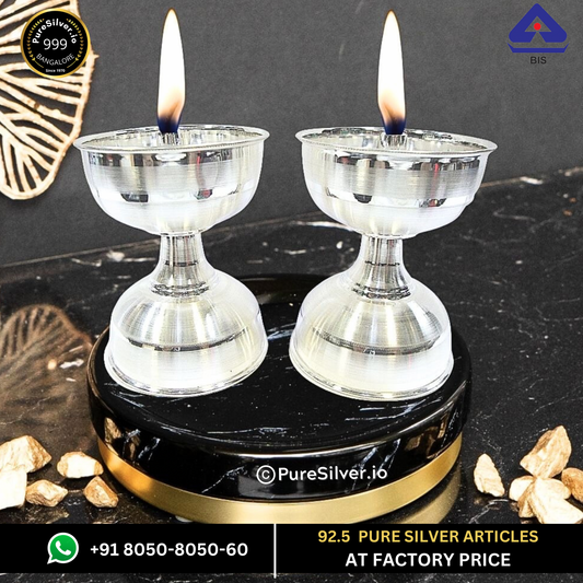 Pure Silver Time Lamp (PAIR) - Silver Lamp (40 - 160 grams, 2 - 4 inches) | Custom Orders & Bulk from Silver Factory