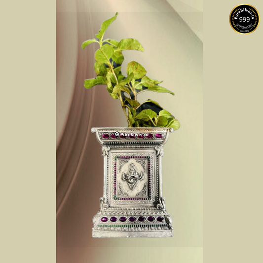 925 Luxury Silver Tulsi Plant Holder with Shanku motif