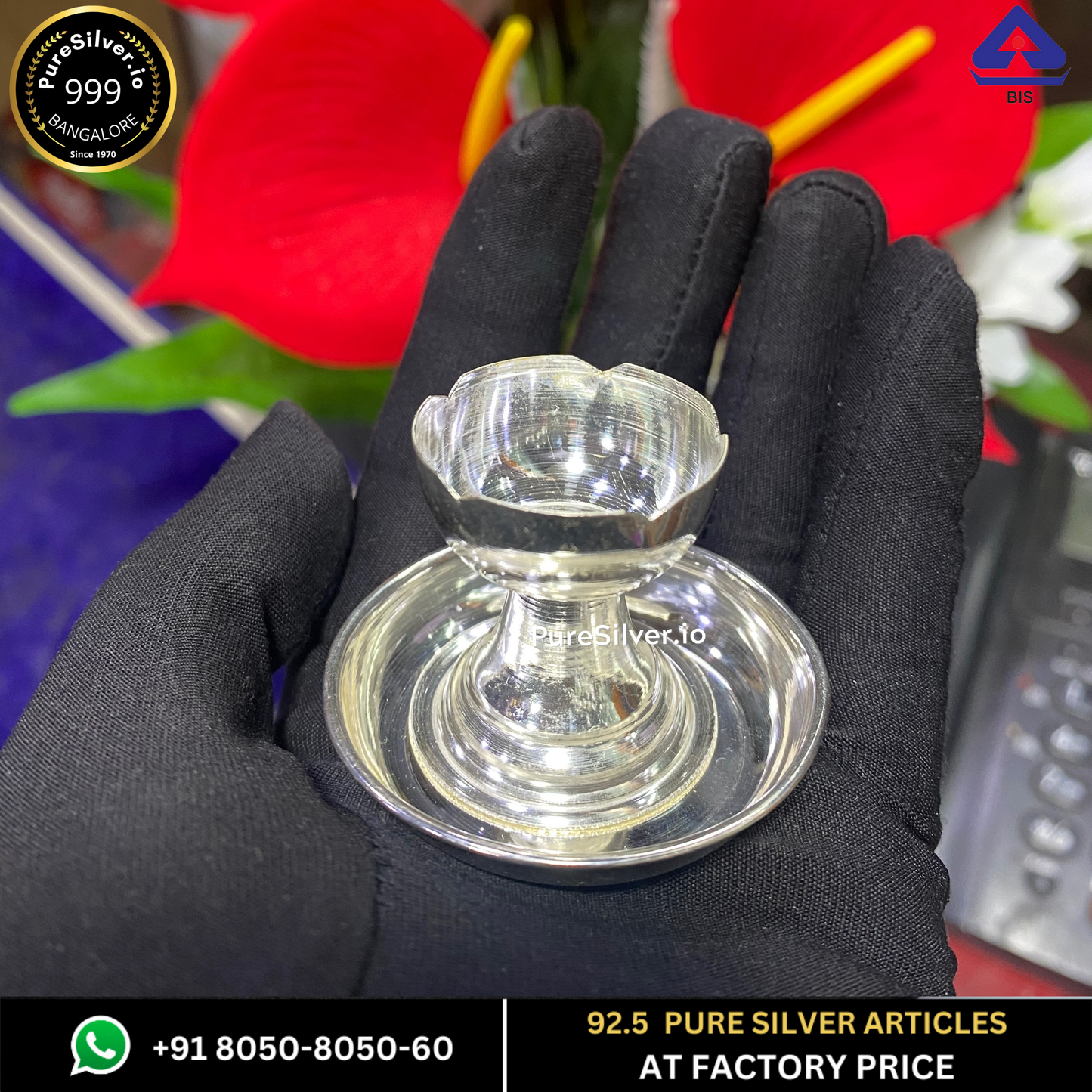 Pure Silver Kamal Diya (Set of 2) - 33g