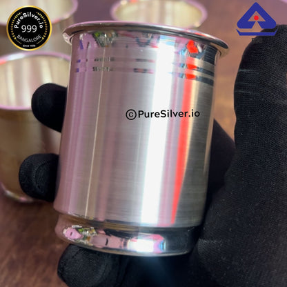 Pure Silver Glass - 125 ml, 3 inches (~50 grams) RASNA PATTERN