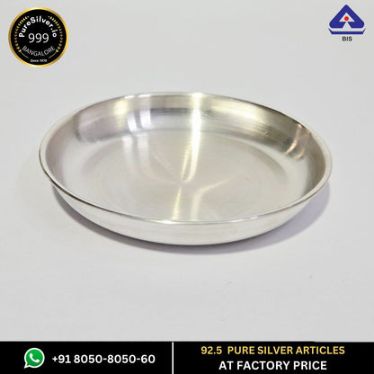 83 grams Pure Silver Plate for Pooja - Light weight Bangalore Pattern| Silver Thali for Eating - Mirror Finished -  | Custom Orders & Bulk from Silver Factory