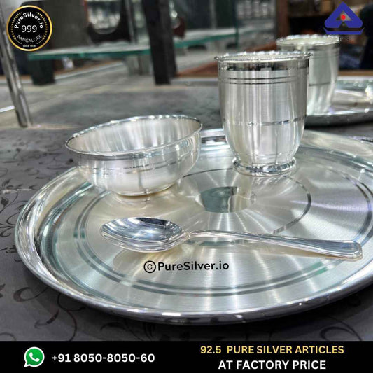 Pure Silver Custom Baby Dinner Set Emery Polished, 360 grams, BIS Hallmarked
