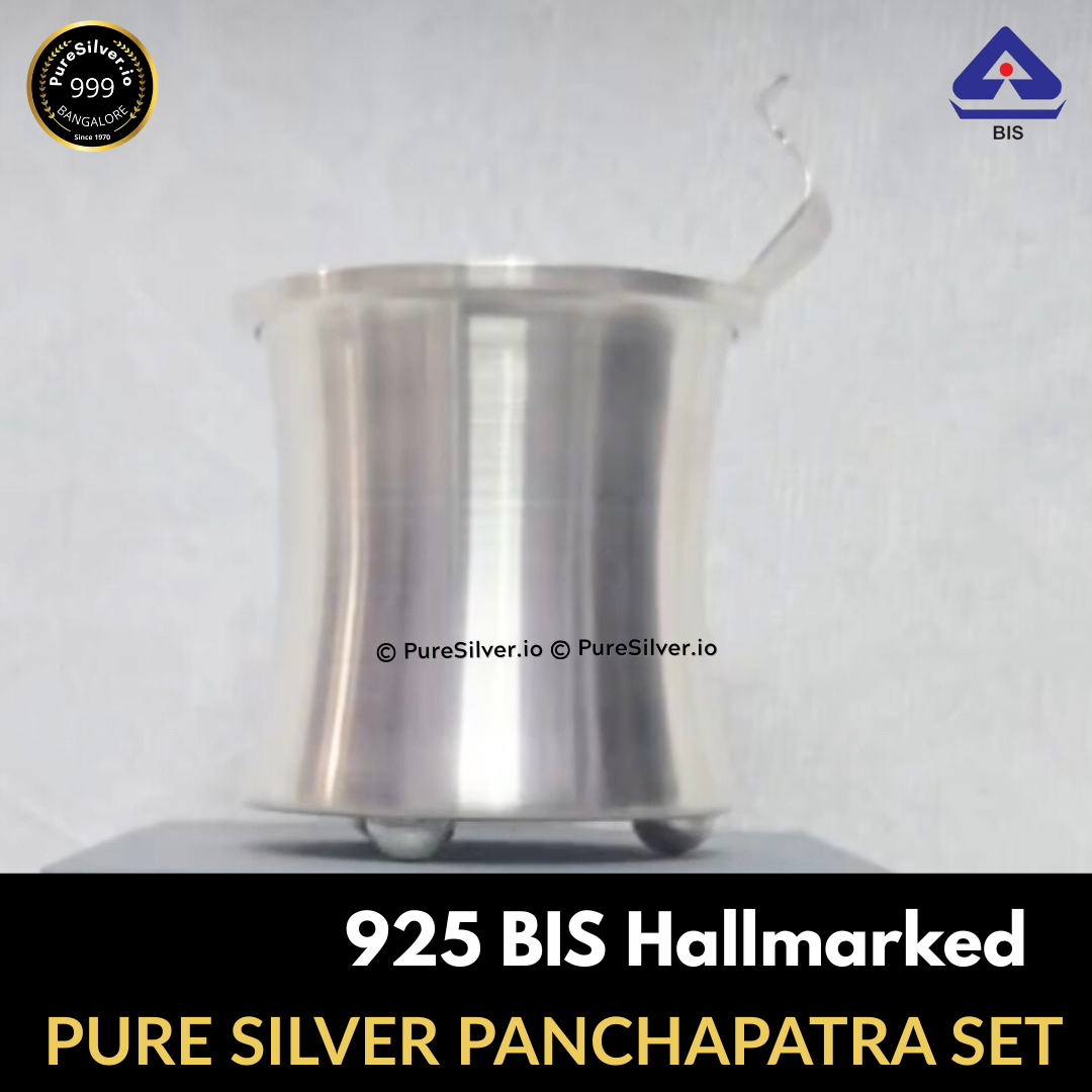 925 Silver Panchpatra Set - 300 ml, 3 inches (~110 grams)