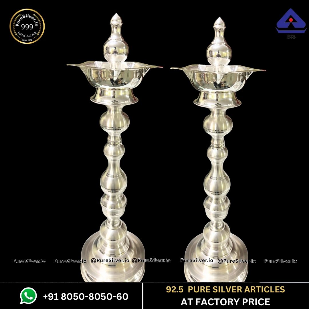 2 Kgs Pure Silver Pooja Thali Set with 925 BIS Hallmark