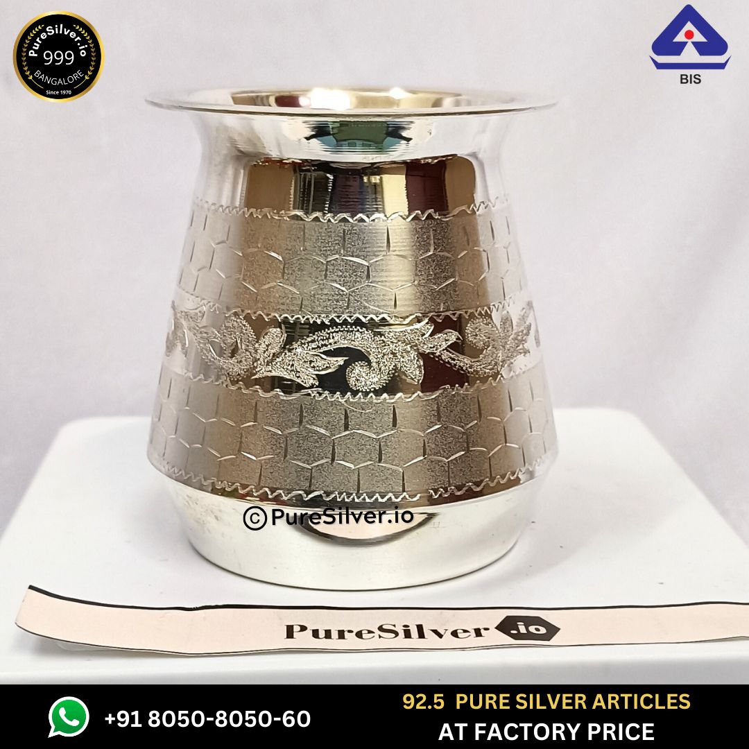 Resell: Pure Silver Glass - Marwadi Lota Silver Glass With Weights (80 - 250 gms)