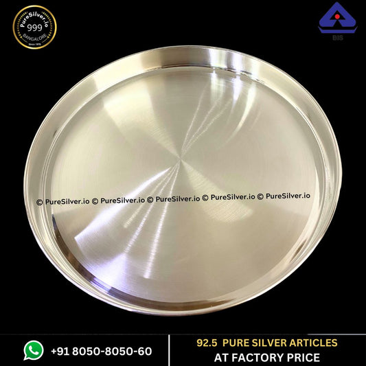 2209 grams BIS Hallmarked Silver Bombay Plate for Baby | Silver Thali for Pooja (Thaal) - Bayl Design -  | Custom Orders & Bulk from Silver Factory