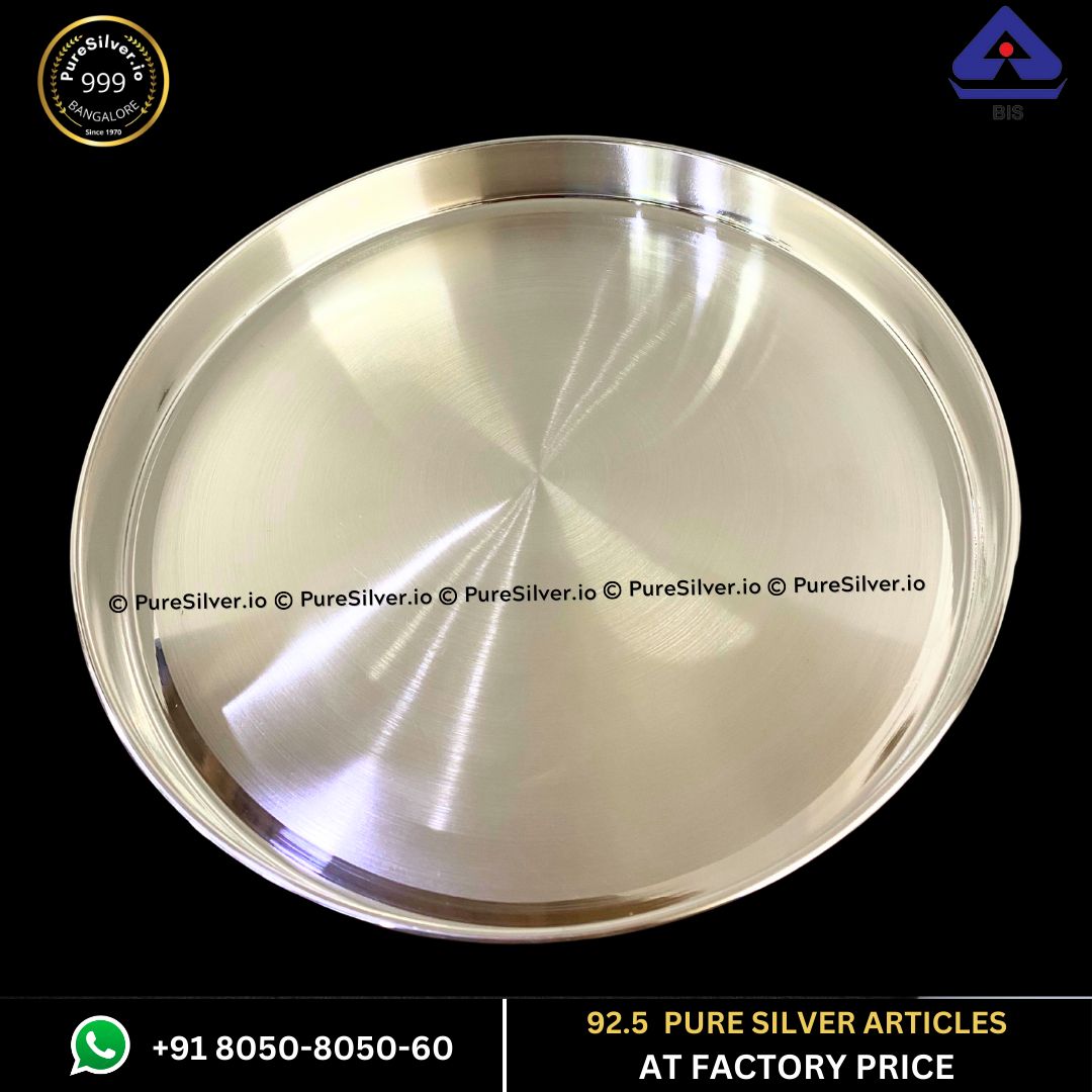 558 grams BIS Hallmarked Silver Bombay Plate for Baby | Silver Thali for Pooja (Thaal) - Bayl Design -  | Custom Orders & Bulk from Silver Factory