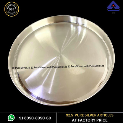 708 grams BIS Hallmarked Silver Bombay Plate for Baby | Silver Thali for Pooja (Thaal) - Bayl Design -  | Custom Orders & Bulk from Silver Factory