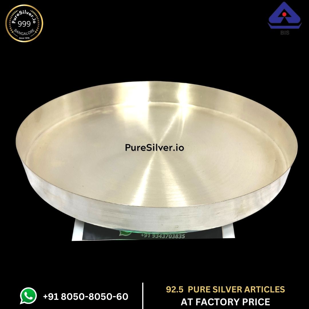 WHOLESALE PRICE PRICE: Pure Silver Plate - Bombay Silver Thali (4.25 to 18 inches / 80 gms to 2300 gms)