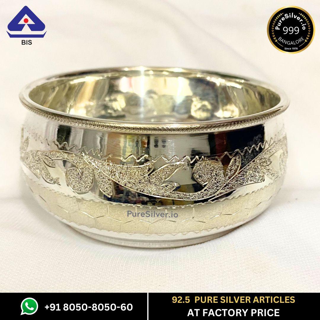 WHOLESALE PRICE PRICE: Pure Silver Bowl - Matka Vati Silver Bowl With Weights (50 - 90 gms / 1.25" - 3.25")