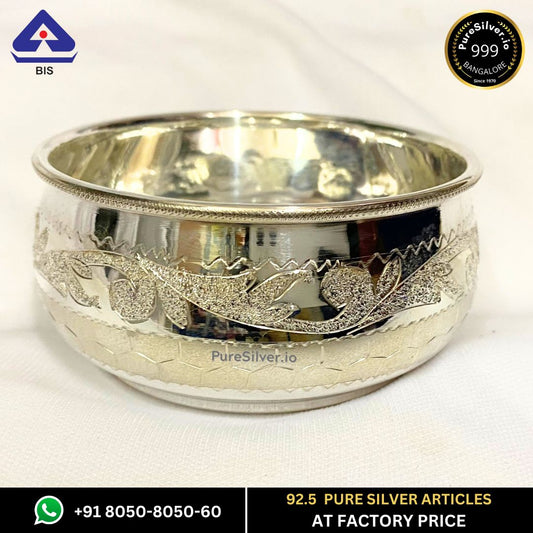 WHOLESALE PRICE PRICE: Pure Silver Bowl - Matka Vati Silver Bowl With Weights (50 - 90 gms / 1.25" - 3.25")
