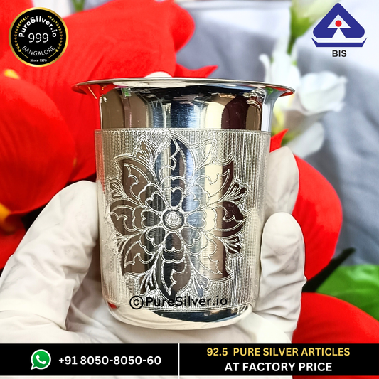 Pure Silver Floral Maharaja Glass - 40g