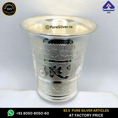 Designer Pure Silver Glass with 925 BIS Hallmark